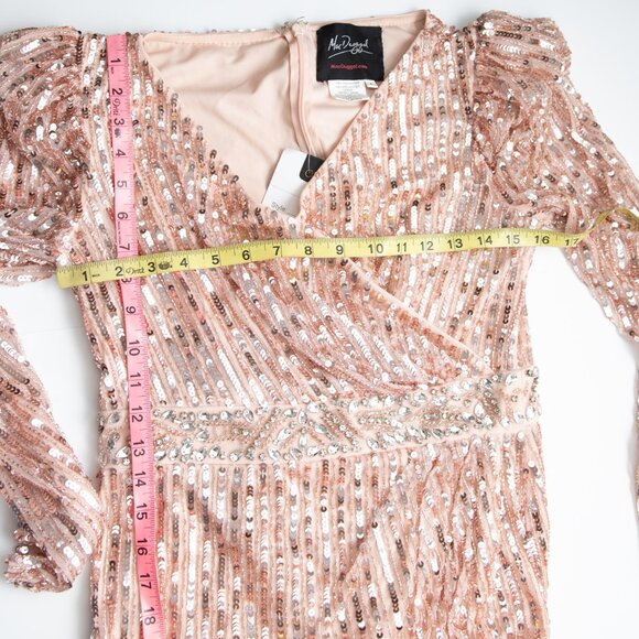 Mac Duggal Maxi Dress Sequin V-Neck Formal Evening Rose Pink 93549 Size 4 New - Picture 7 of 9